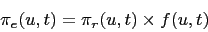 \begin{displaymath}\pi_e(u,t) = \pi_r(u,t)\times f(u,t)\end{displaymath}